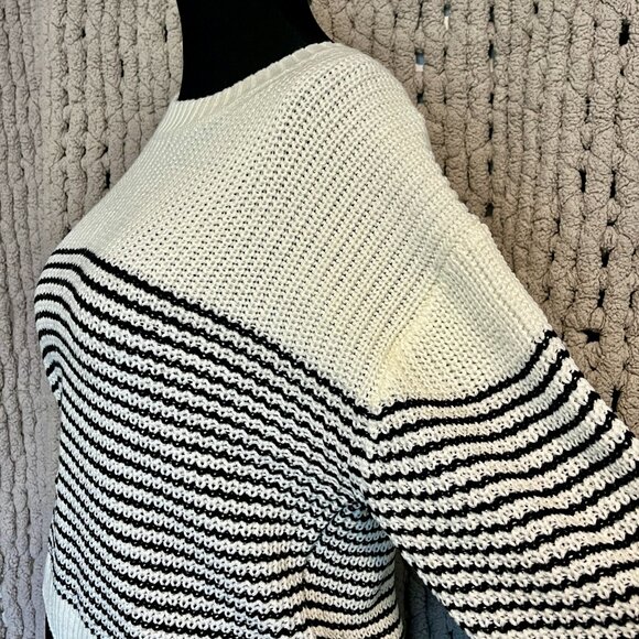 Garage Striped White & Black Knit Sweater – Size Small - Picture 8 of 13